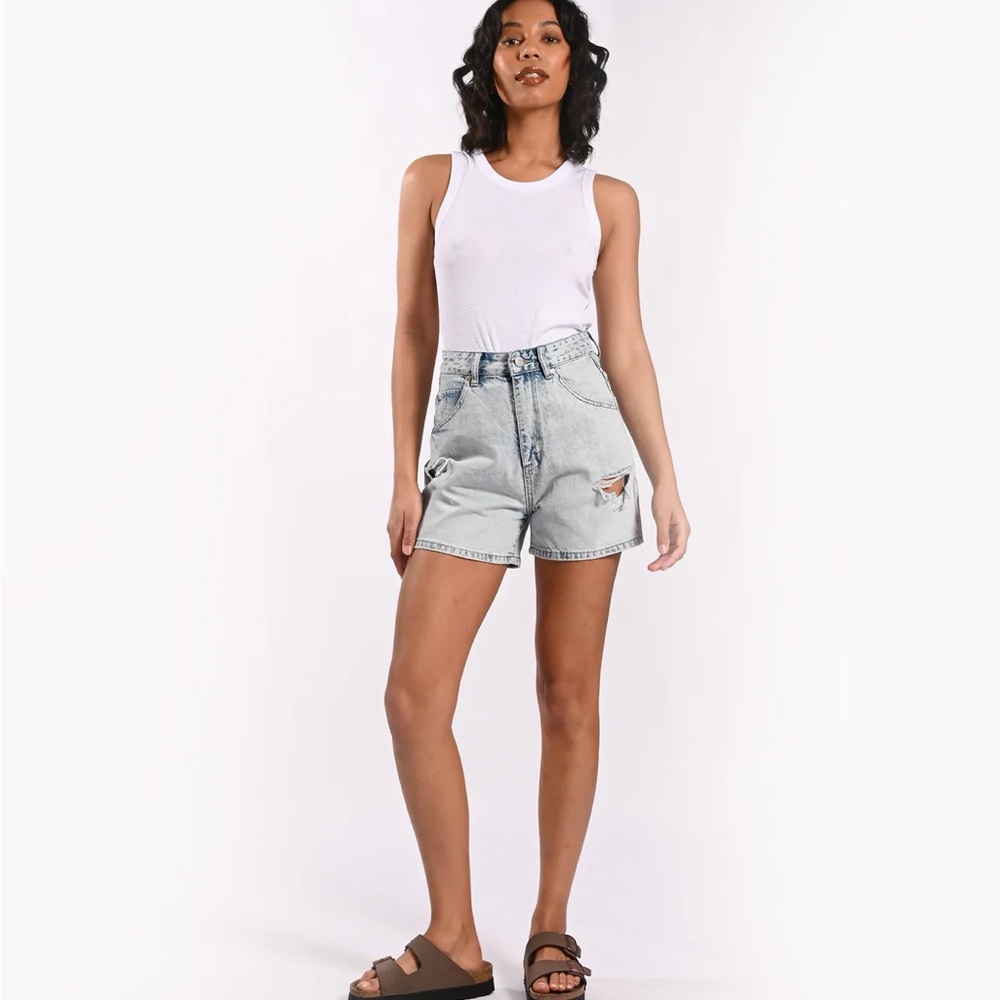 ZGY Denim High-Waisted Distressed Shorts